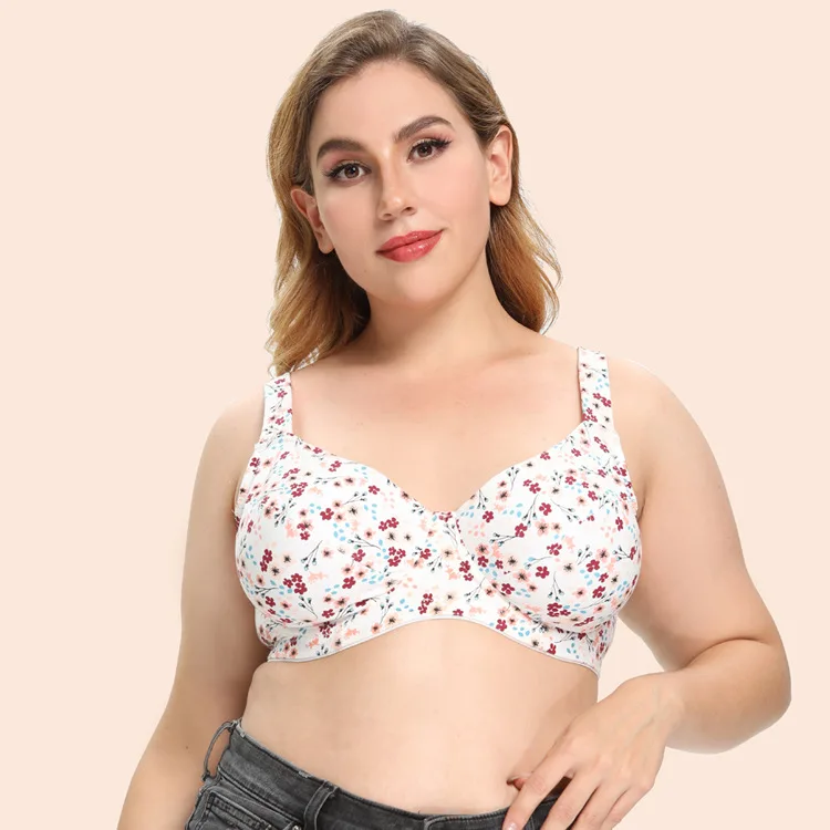 

Summer 2021 women clothing Sexy Fat Ladies Print Bras C D E F ultra-thin Full Cup Large Size Comfortable Soft Adjustable, Picture shows