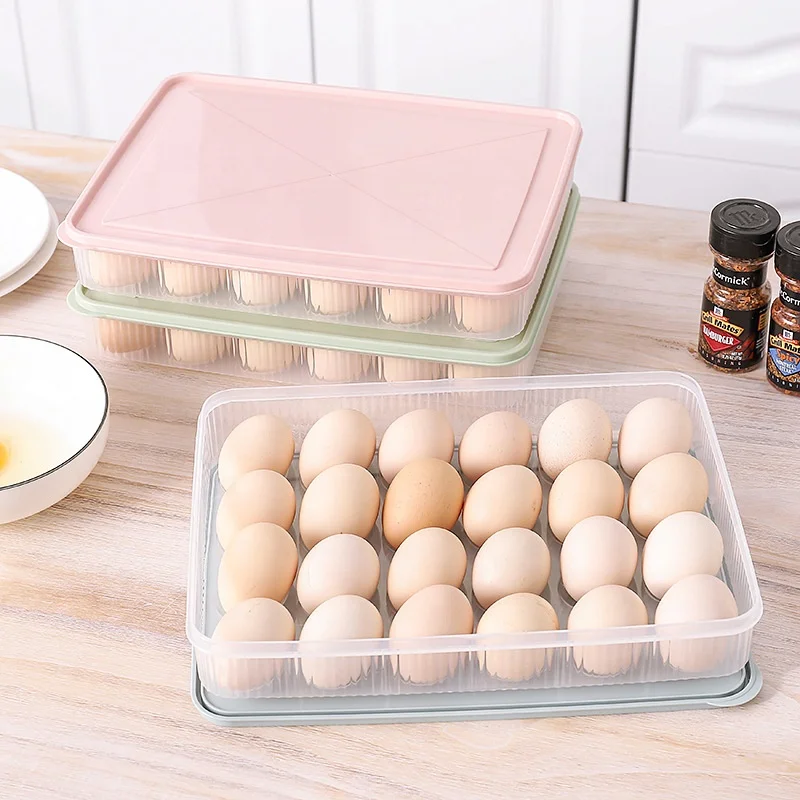 

kitchen food clear stackable refrigerator egg earing plastic storage boxs with lid, Pink, green, orange, white, blue