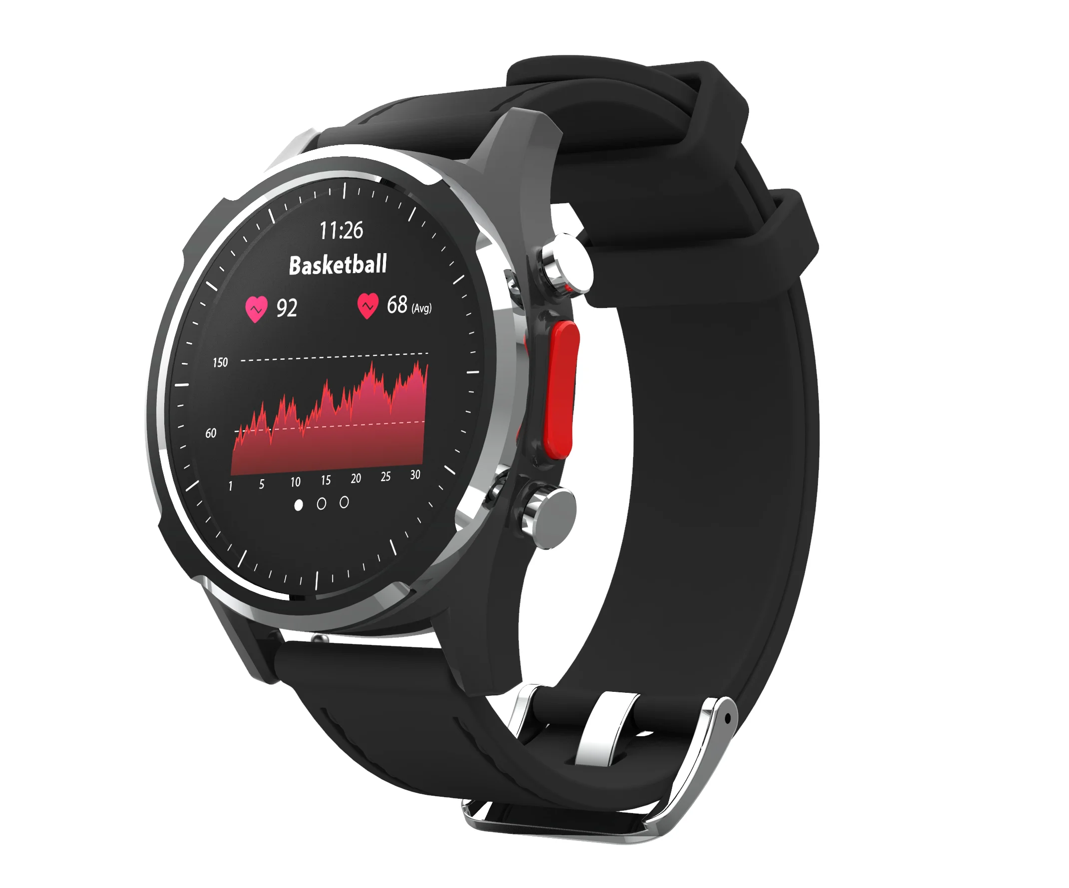 

J-Style 5ATM smart GPS watch, dynamic heart rate tracking pedometer sports watch, heart rate & auto sleep monitor, Black, red, yellow or oem color