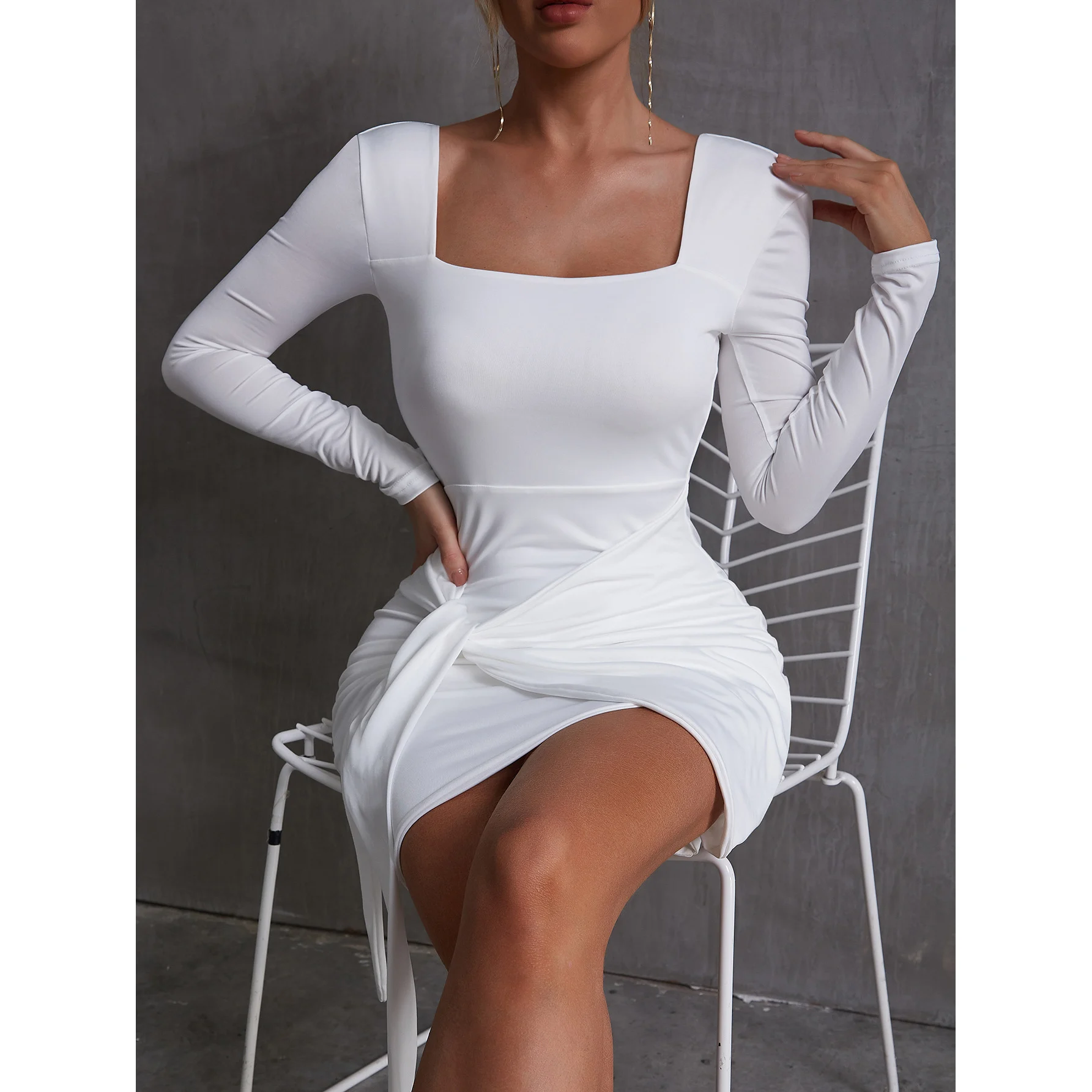 

Classic design blazer street wear soft and skin-friendly xs - l sizes plain white color young lady dress, Picture shown