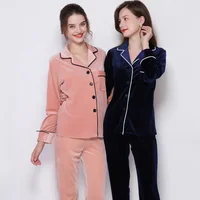 

Winter Warm velour Women pajamas Gold Velvet Pyjamas wholesale