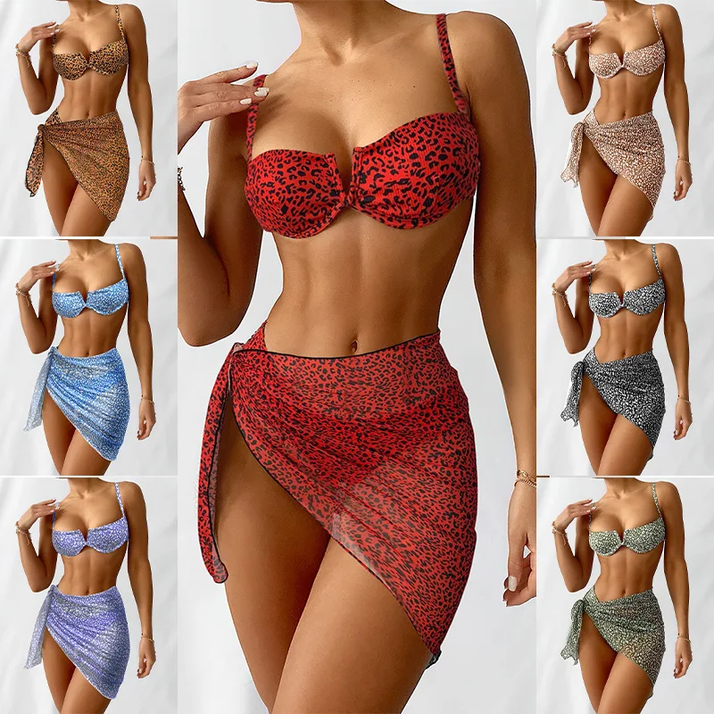 

TW9205322 casual dresses ribbed fabric three pieces set beach wear cover up bathing suits womens skirts bikini woman swimwear