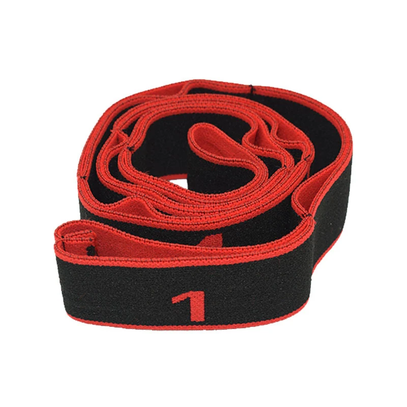 

Wholesale Multifunction Elastic Yoga Dancing Stretch Strap Exercise Belt Resistance Band with 8/10/12 loops, Red/blue/yellow