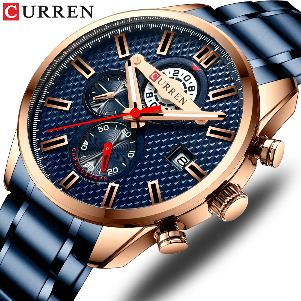 

CURREN 8352 Casual Sport Watches for Men Blue Top Brand Luxury Military Wrist Watch Man Clock Fashion Chronograph Wristwatch