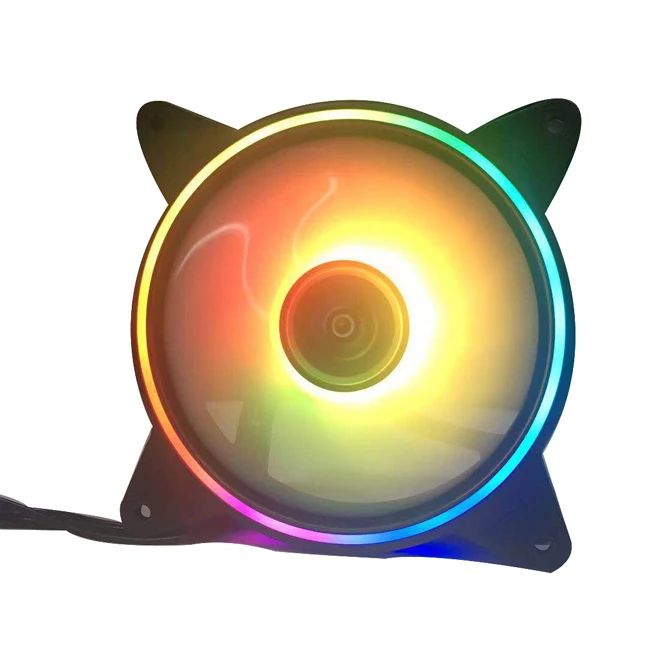 

12CM Sound control rgb thin circle inside and outside light emitting RGB color changing LED Symphony cooling mute computer fan