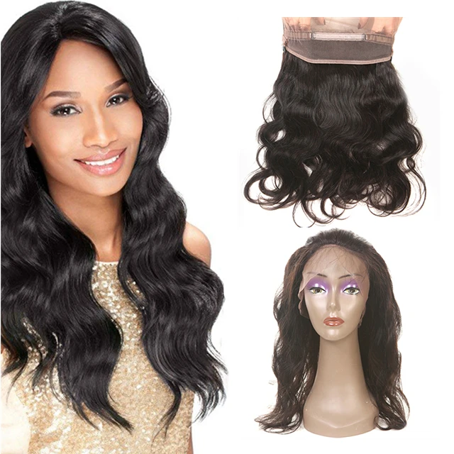 

100% Virgin Brazilian body wave human Hair pre plucked 360 lace frontal Remy Mink Brazilian Hair transparent lace frontals