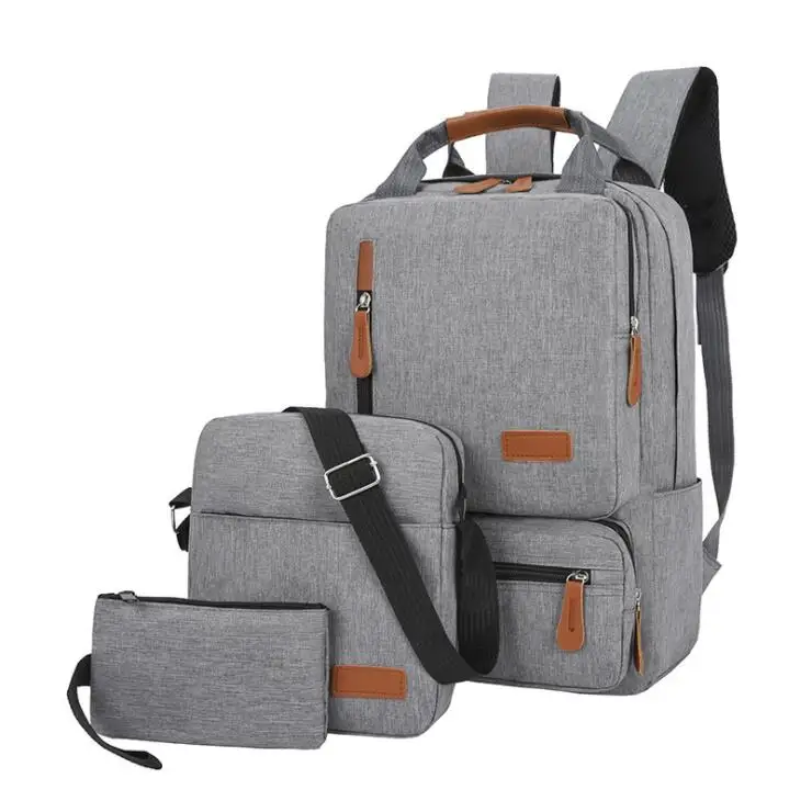 

Custom Durable Anti Theft Business Travel Laptop Bag 3pcs Backpack Set with USB Charging Port College School Computer Bag, 4 colors