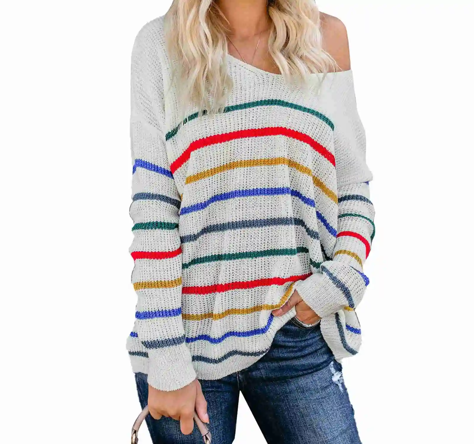 

Chinese Suppliers Blue Striped Knit Sweater Warm Sweater Jumper