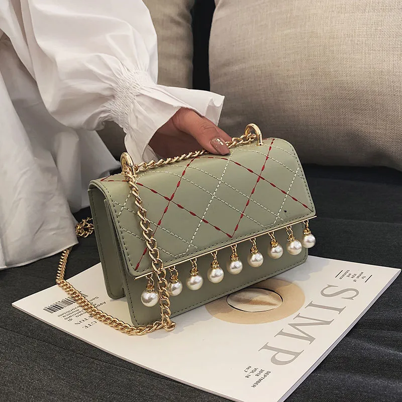 

2019 New Korean version of the single shoulder Cross bag Small square bag of fashion Lingge chain