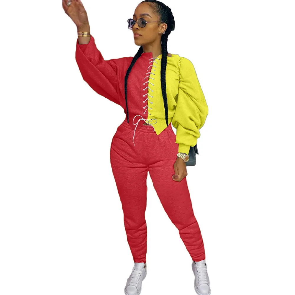 

PDEP Two Piece Set Sport Casual Outfit Fall Clothes for Women Sweatshirt Crop Top Sweatpants Set Women Sweat Suit Set Tracksuit