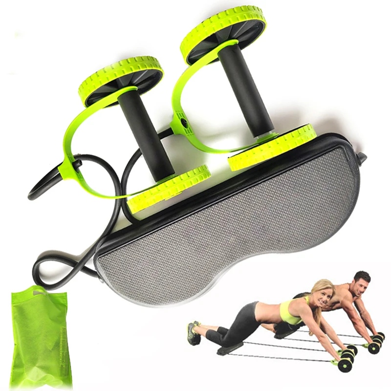 

Multi-Function Fitness Equipment Strength Training Double Abdominal Exercise Wheel Roller, Green