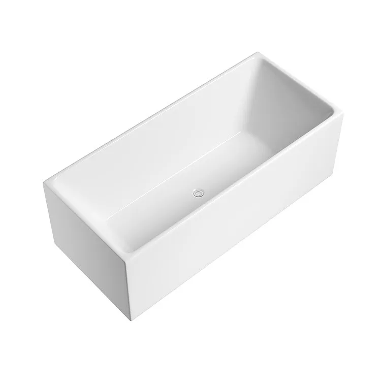 free-standing-acrylic-bathtub-am012-overhead-view-rectangular-white-drain-centre-matte