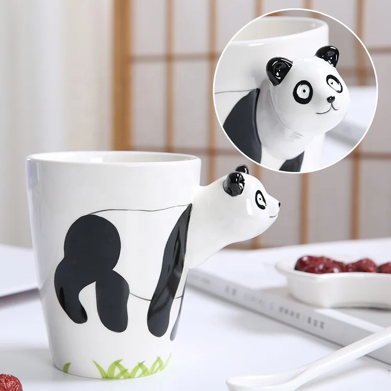 

MOQ 1 pc factory cheap price stock panda 3D animal ceramic mug cup