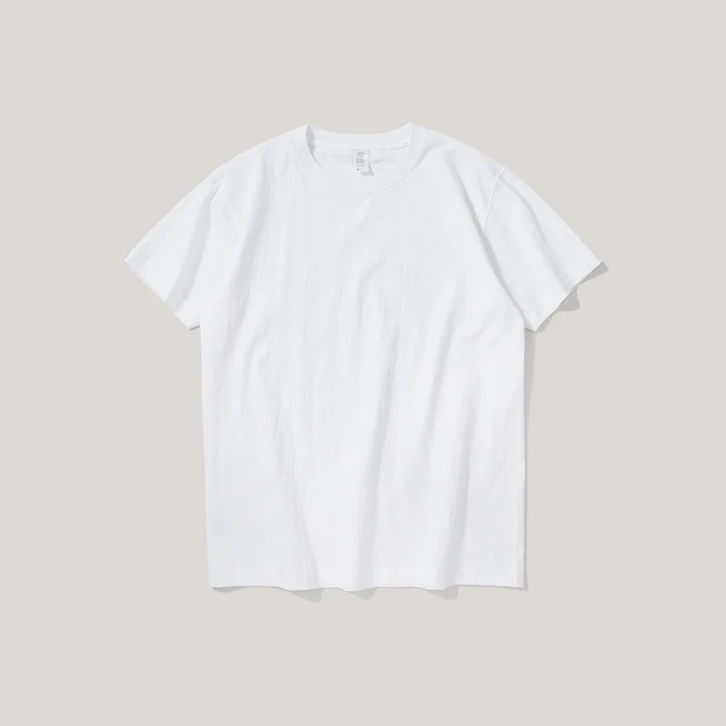 

Men's Fashion High Street Short Sleeve Tops Men's Loose Casual T-shirts Pure Color Round Neck Pullovers Streetwear 100% Cotton, Picture shows