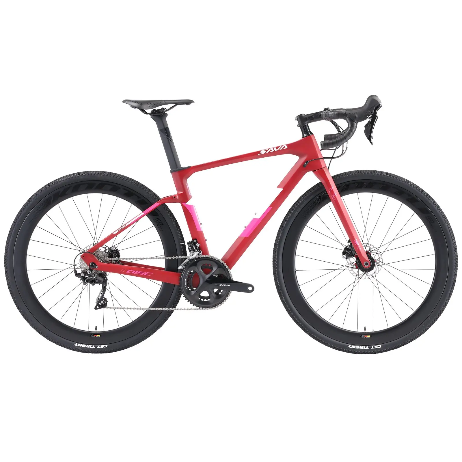 

New SAVA R11 R8020 700c*40c Trail Gravel Road Bike Hydraulic Disc Brake Gravel Bike with 22 Speeds, Black / red