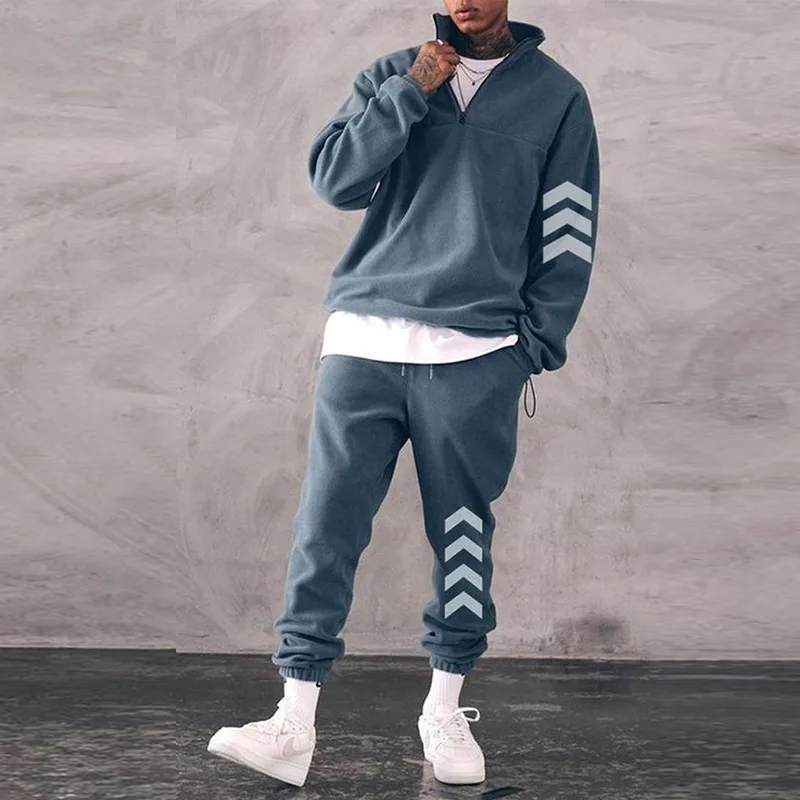

Winter Customized Sweat Suits Men Fleece Velour Tracksuit Jogger Set Men's Casual Tracksuit, Color1-color2