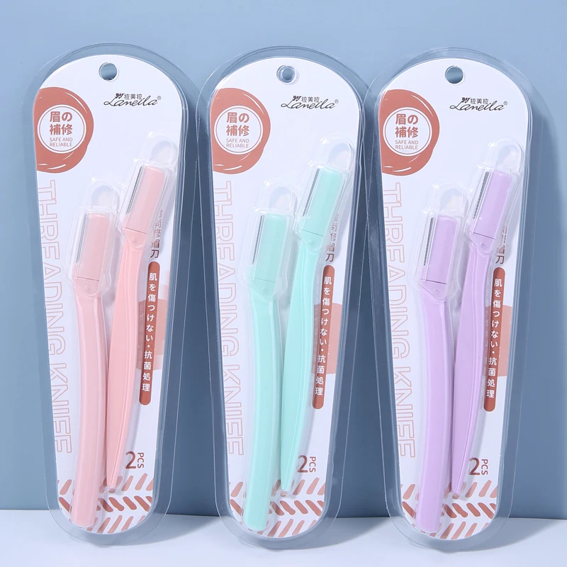 

Lameila 3pcs portable eyebrow razor packaging OEM face razor women eyebrow stainless steel dermaplane glo eyebrow raozr A980, Like picture or customized