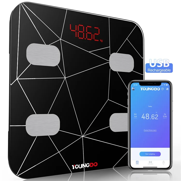 

YD adult electronic body fat scale glass bathroom digital full body weighing scale
