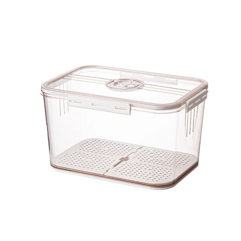 

large size food grade timing storage box PET plastic transparent thickened frozen draining fresh-keeping box timing storage box, Yellow