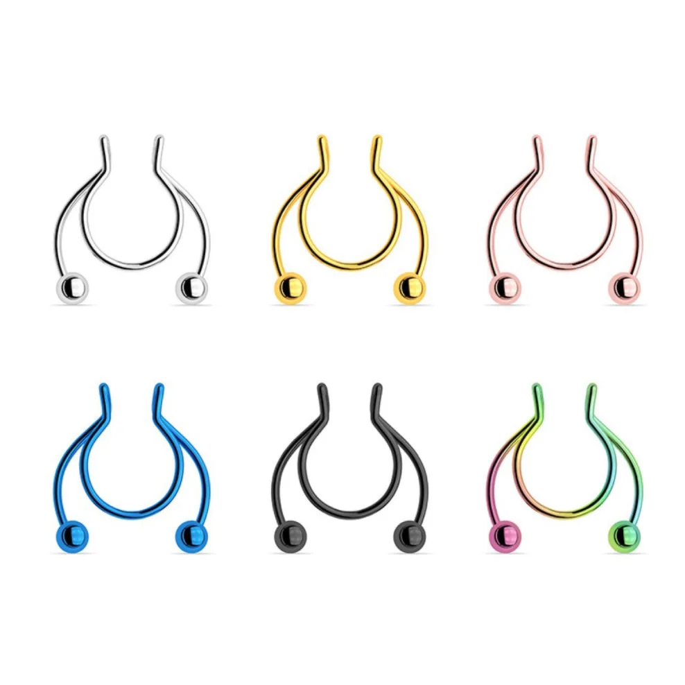 

2022 Hot Sale Fashion 316L Stainless Steel Antler U Shaped Colorful Nose Ring Multicolor For Women Wholesale