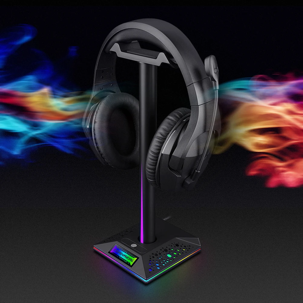 

Gamer Gaming PC Accessories over-ear Headset Desk Bracket Earphone Holder Display Shelf 3.5mm USB Support RGB Headphone Stand