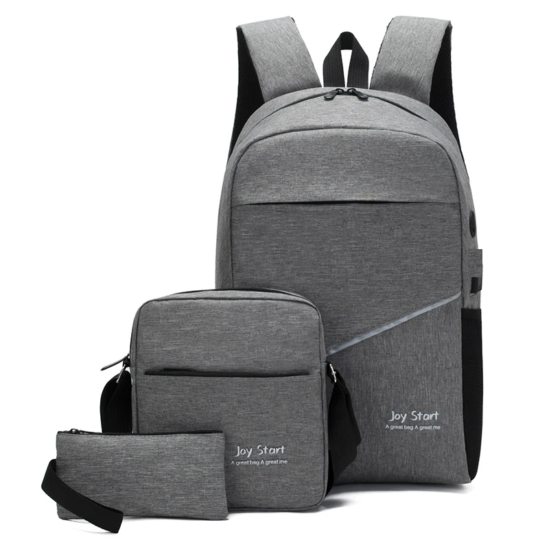 

Light Weight Oxford Polyester 3 In 1 Backpack USB Charging Student School 3PCS Laptop Backpack Set For Men, 4 color