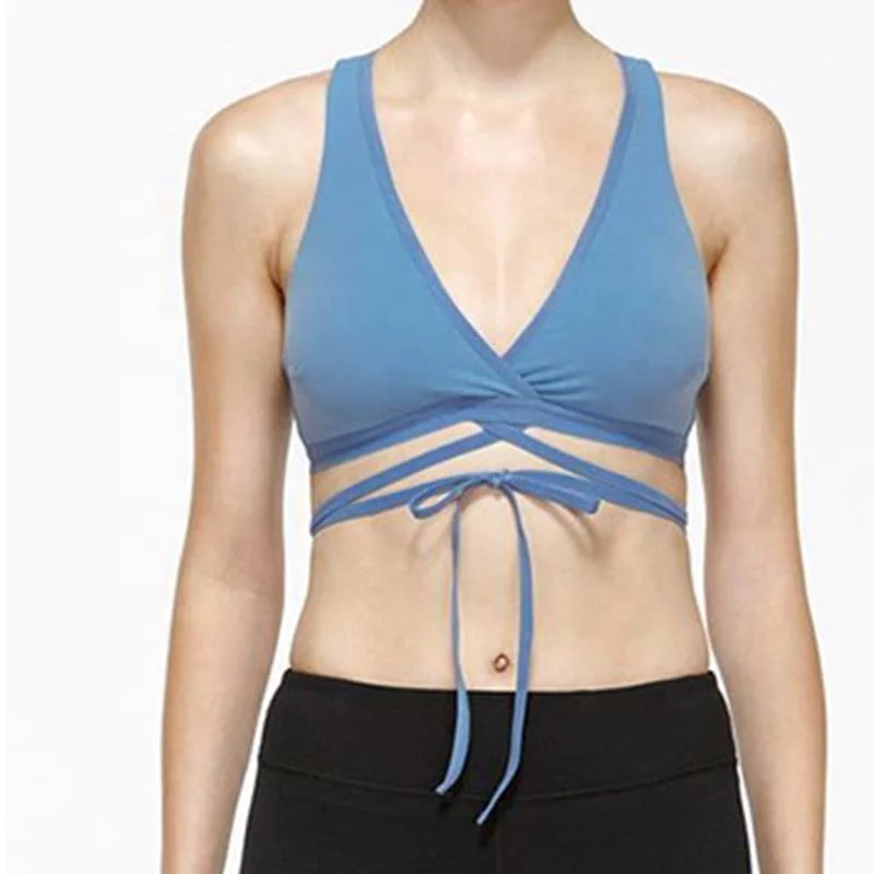 

NEW style frenal yoga bra V-neck sexy high -impact custom logo fitness bra, As picture