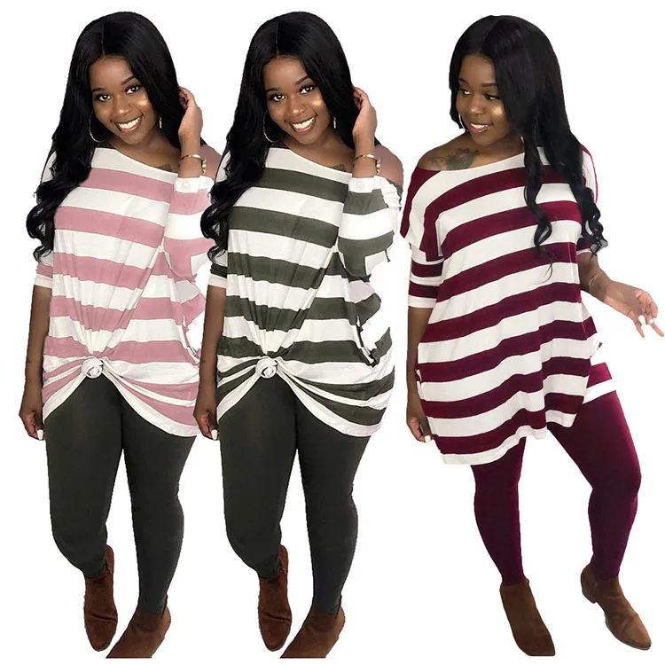 

YHS70 2022 Fall Women Clothes Ladies Striped Long Sleeve Swing Tunic Tops Loose Comfy Super Long T Shirt Ladies In Bulk, Shown