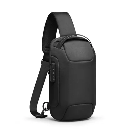 

2021 Mark Ryden fashion men crossbody chest shoulder sling messenger bags with usb charging port, Black