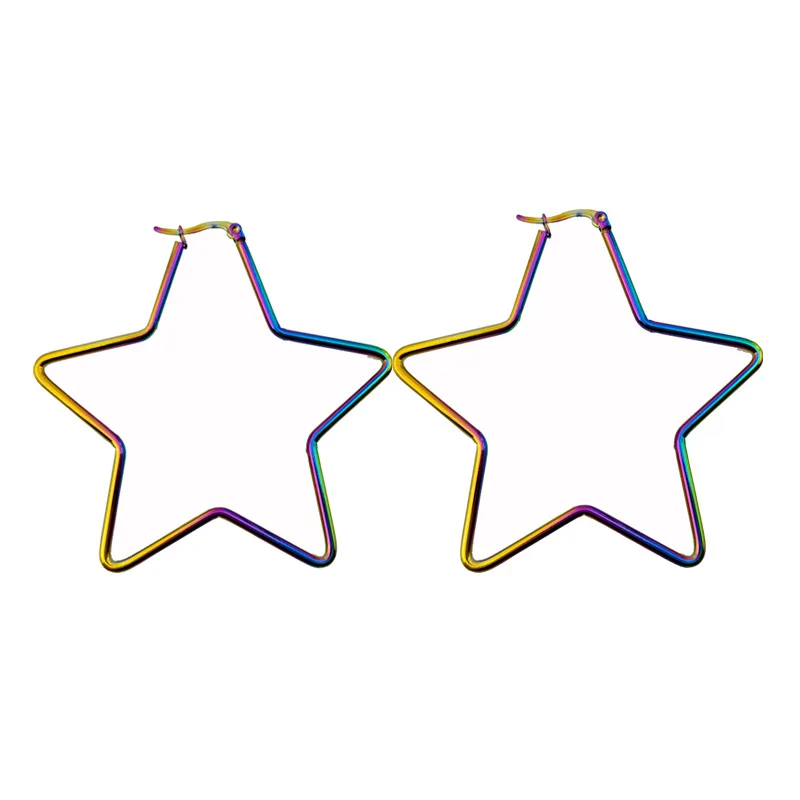 

Fashion Hot Sell Multicolor Star Hoop Earrings Simple Stainless Steel Ear Women Jewelry Big Pentagram Earring for Women Gift, As the picture