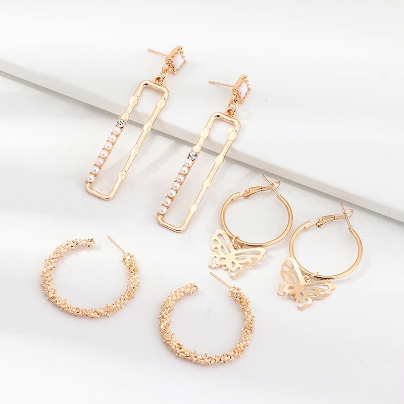 

Wholesale Pearl Butterfly Hoop Earrings Sweet Little Butterfly Dangle Earrings For Girls Women