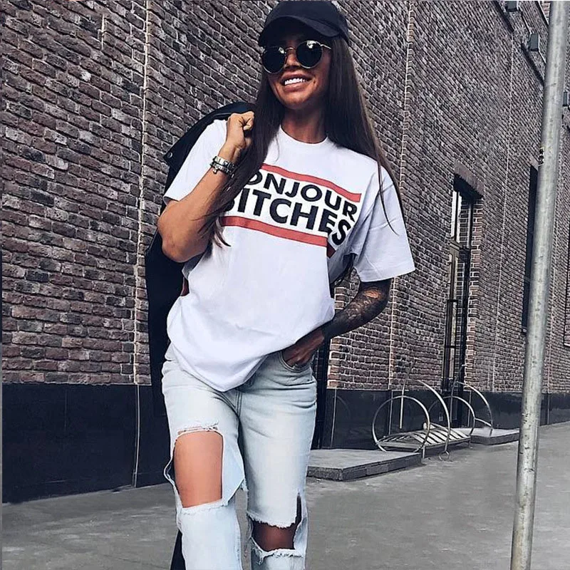 

Print Short-sleeve T-shirt Female Trend Letter Casual Tops Short Sleeve Harajuku Tops New Women Classic T-shirt, Picture color