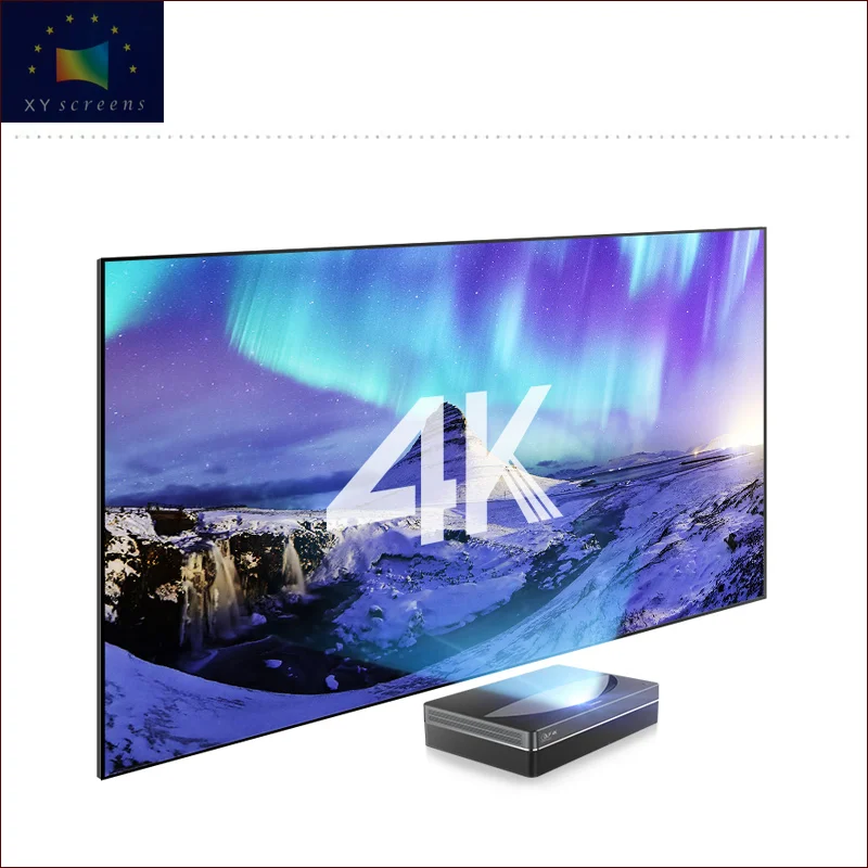 
XY screens 150 inch ALR ZHK100B-PET Grid Thin bezel fixed frame projection screen for ultra short throw projector 