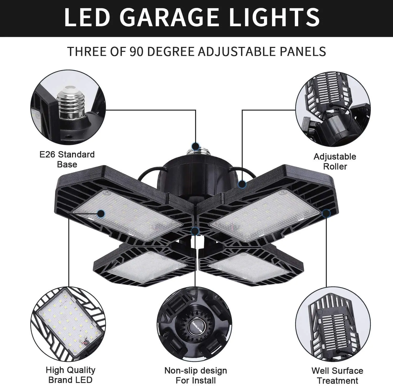 LED Garage Ceiling Light Merece Upgraded 80W Garage Light Bulb 8000LM E26 