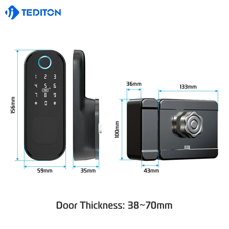 
Waterproof ttlock APP wireless electric intelligent smart Digital Rim door lock for outdoor gate lock 