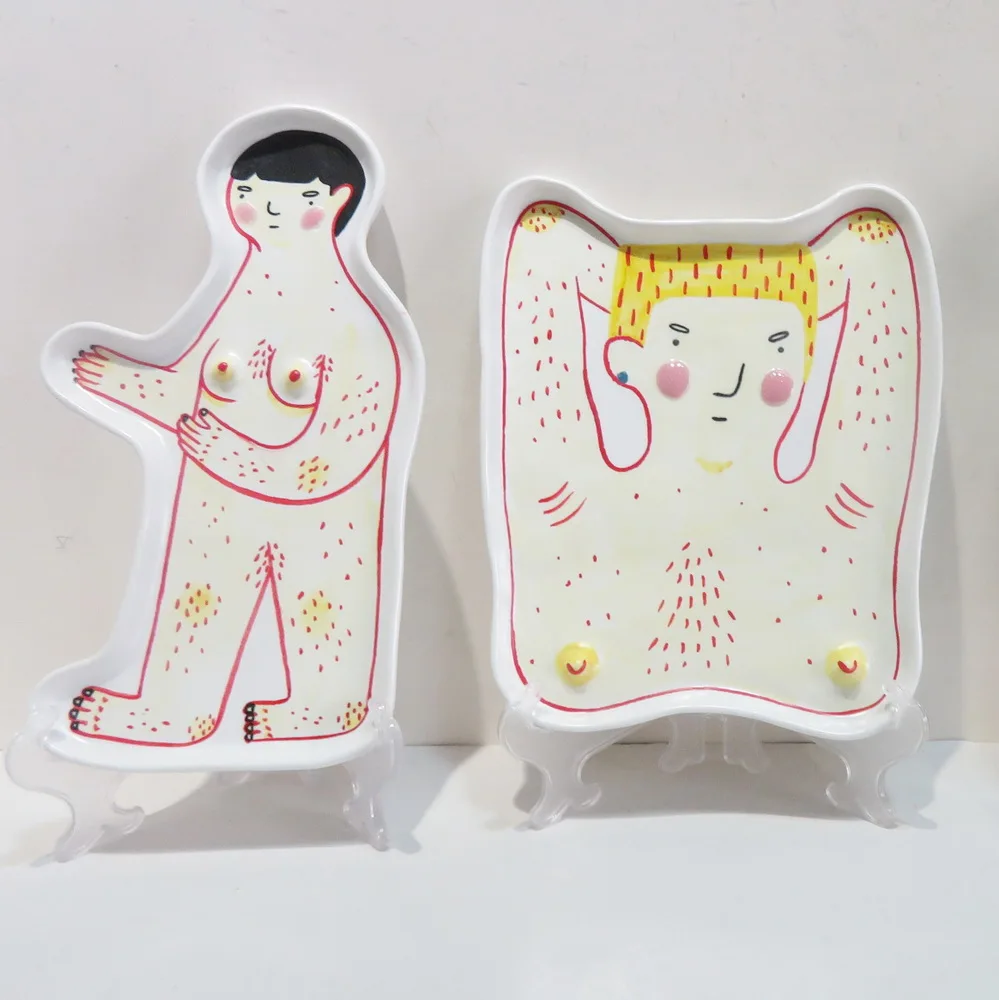 

Cute bow-tie ceramatic multi - color mini jewelry tray trinket dish