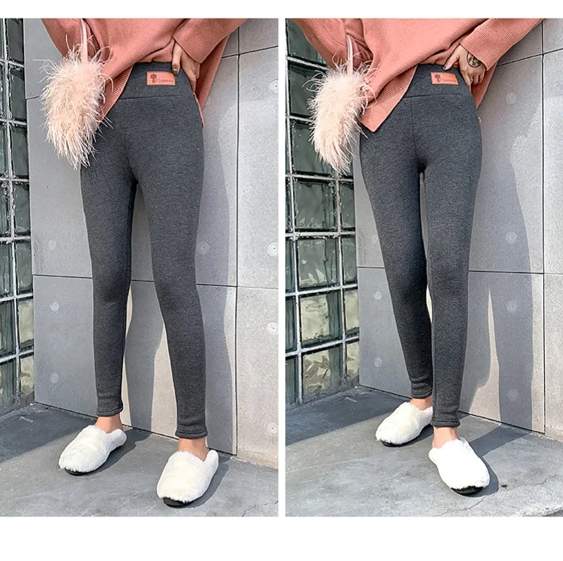 

warm pants winter skinny thick velvet wool fleece leggings Kitten LOGO women Trousers Lambskin Cashmere Pants For Women leggings