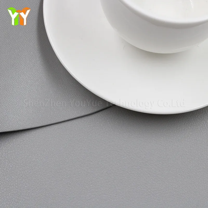 
Ready Ship Faux Leather Round Place mats Kitchen Dining Table Waterproof Coffee Washable Round PU Leather Place mats 