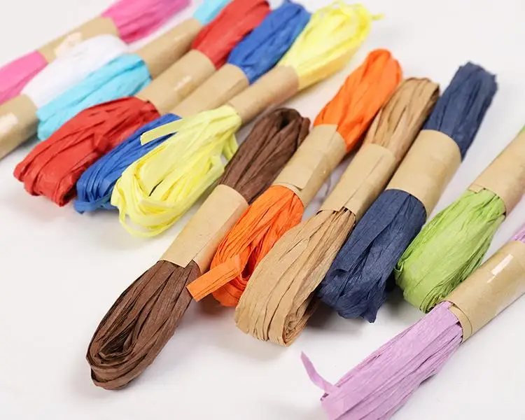 12 Color Twisted Raffia Paper String Stripes For Gift Packing And