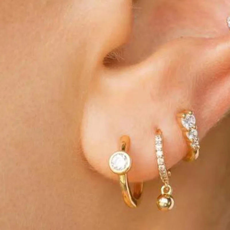 JOOLIM  High End 18K Gold Plated Dainty Zirconia Simple Hoop Earrings Jewelry Stainless Steel Earrings for Women