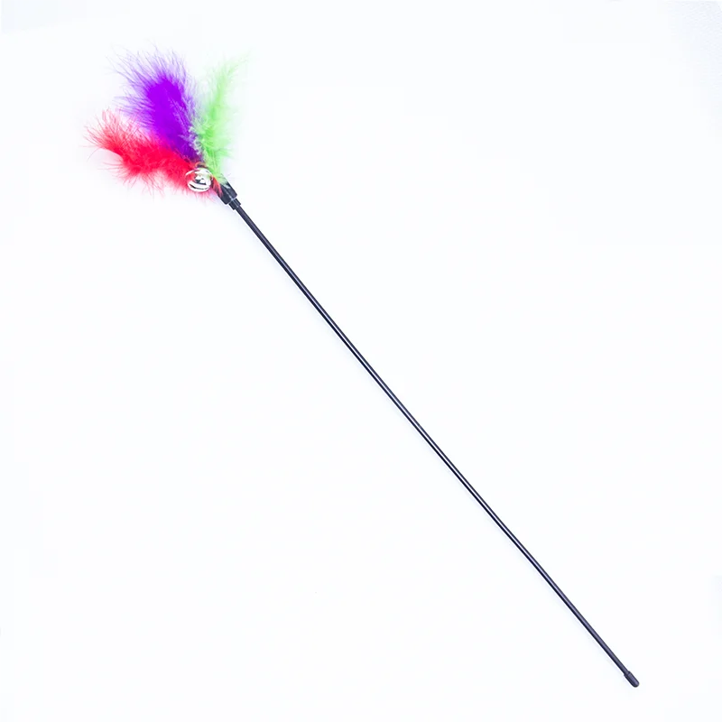 

Small Pet Gatos Toys Colorful Plush Plastic  Long Funny Cat Stick