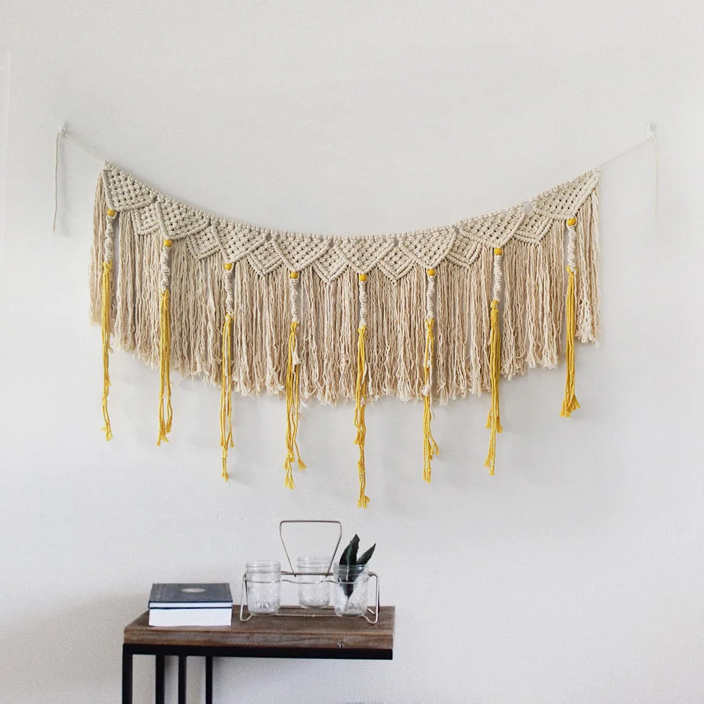 

Woven With Tassels Wall Hanging Bohemian Style Wedding Background Wall Decor Tapestry Woven Home Decoration