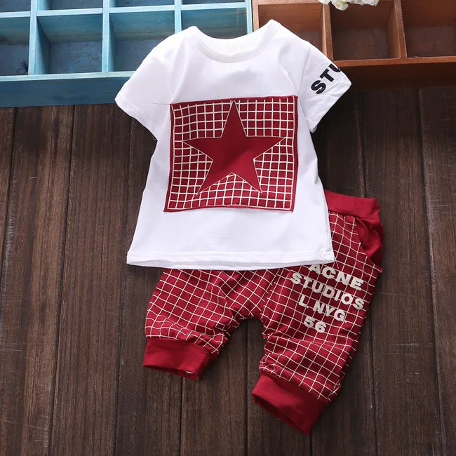 

Stars Printing Summer Causal Baby Boys Clothing Sets Wholesale, White