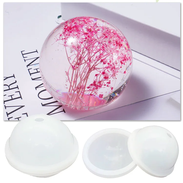 

0884 Home decoration diy crystal epoxy ball candle resin planet night light sphere silicone mold, White