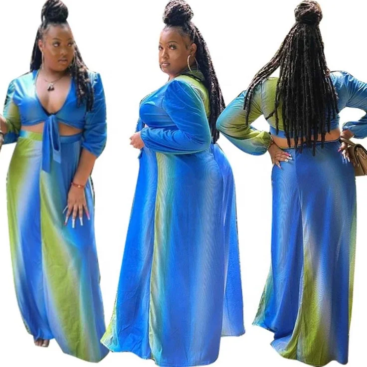 

New Long Sleeve Plus Size Two Piece Skirt Set Loose Women's Suits 4XL 5XL Autumn
