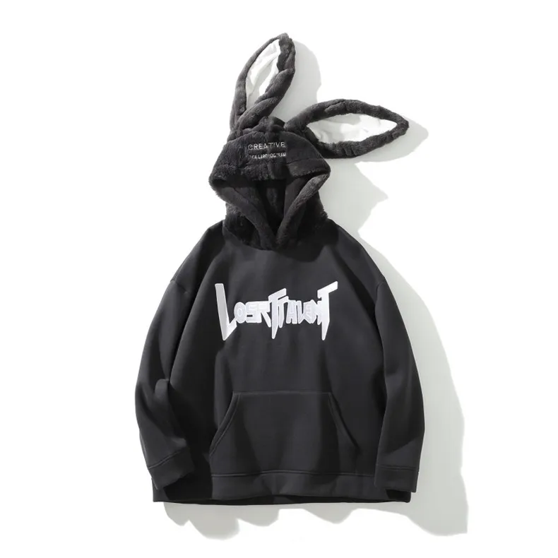 

OEM unisex hoodies with rabbit ears ladies autumn and winter warm loose oversized pullover sweatshirts hoodies, Customized color