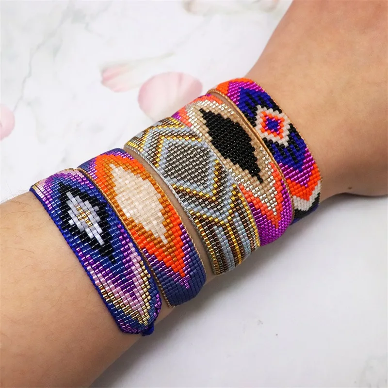 

New Bohemia handmade Miyuki macrame seed bead bracelet fashion jewelry wrap Miyuki bracelet set for women, As picture