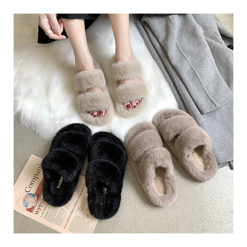 

Wholesale Women Faux Fur Slippers Cheap Fur Sandals Fluffy Fur Slides, Customized color