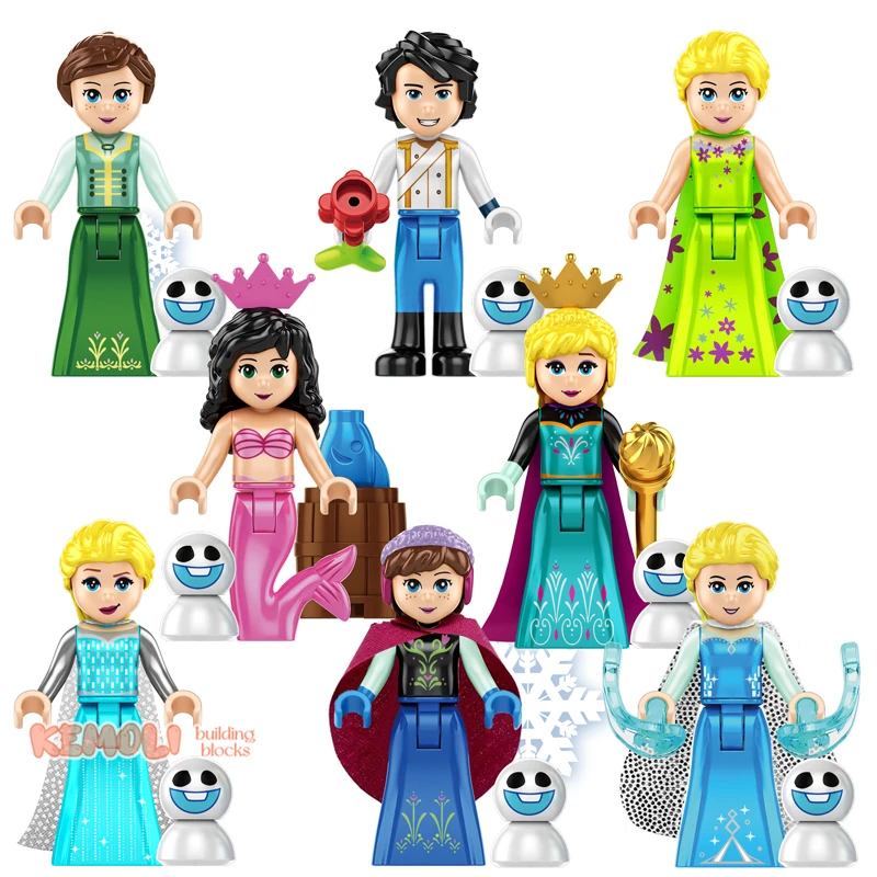 

CY1013 Princess Elsa Anna Alana Prince Eric Girls Friends Mini Bricks Building Block Figure Kids Collect Assemble Toy Juguete