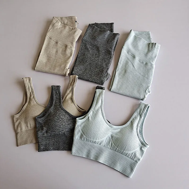 

Active Wear High Waist Two Pieces Legging And Bra Fitness Workout Seamless Yoga Set